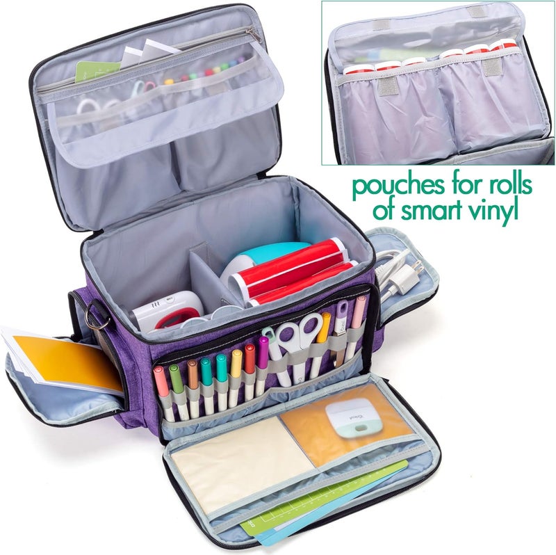 LUXJA Carrying Case Compatible with Cricut Joy and Easy Press Mini, Carrying Bag with Supplies Storage Sections, Purple - Image 3